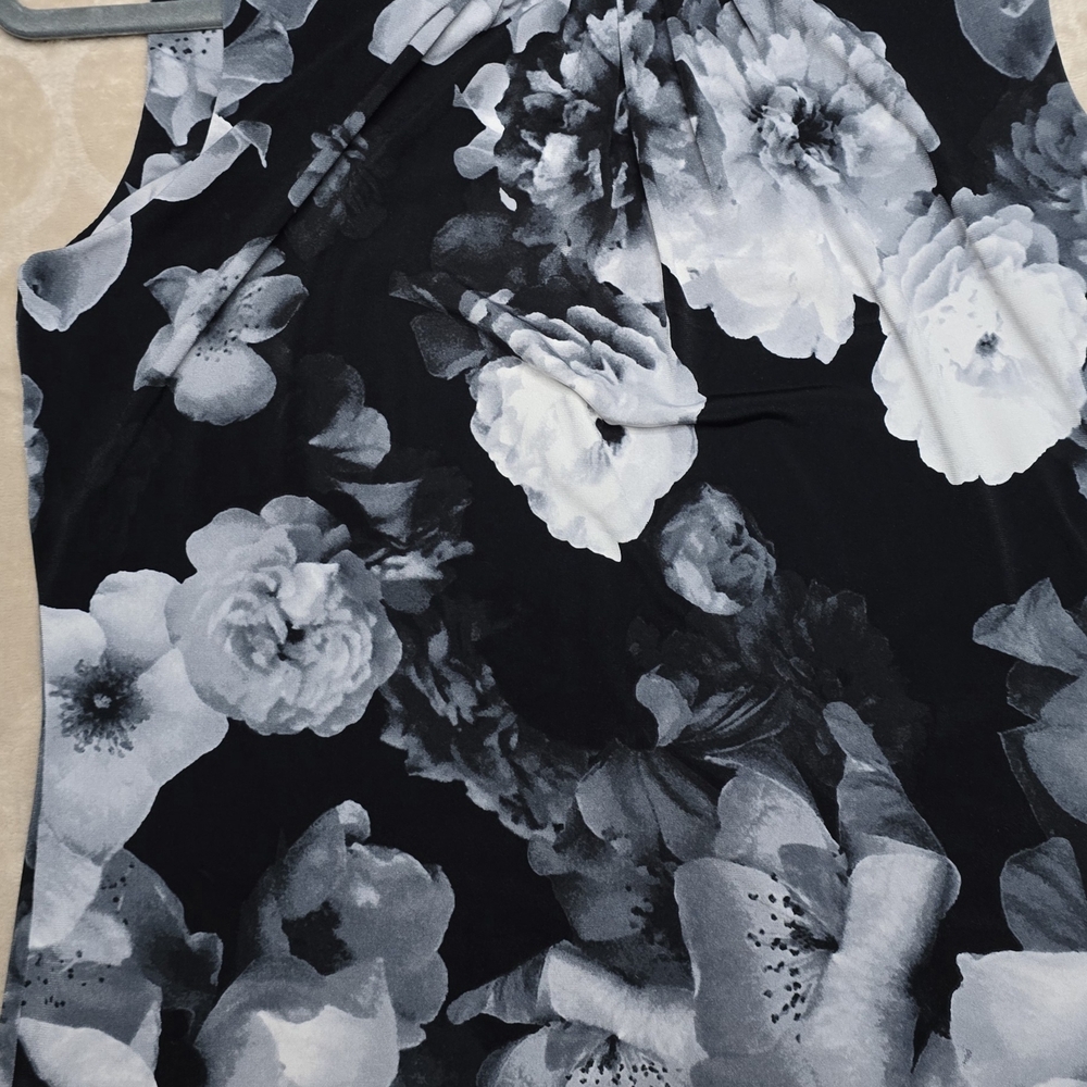 Calvin Klein Black and White Floral Blouse